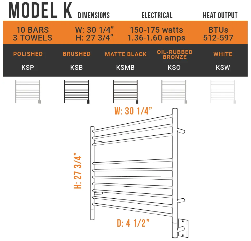 Amba - Jeeves Collection - Model K Straight Towel Warmer