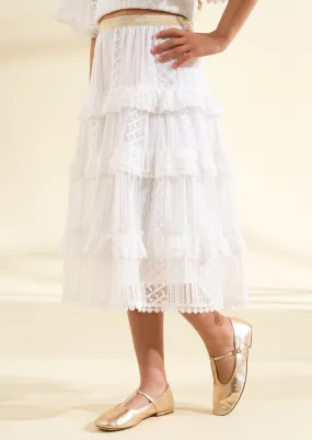 Annabelle Ivory Lace Ruffle Skirt