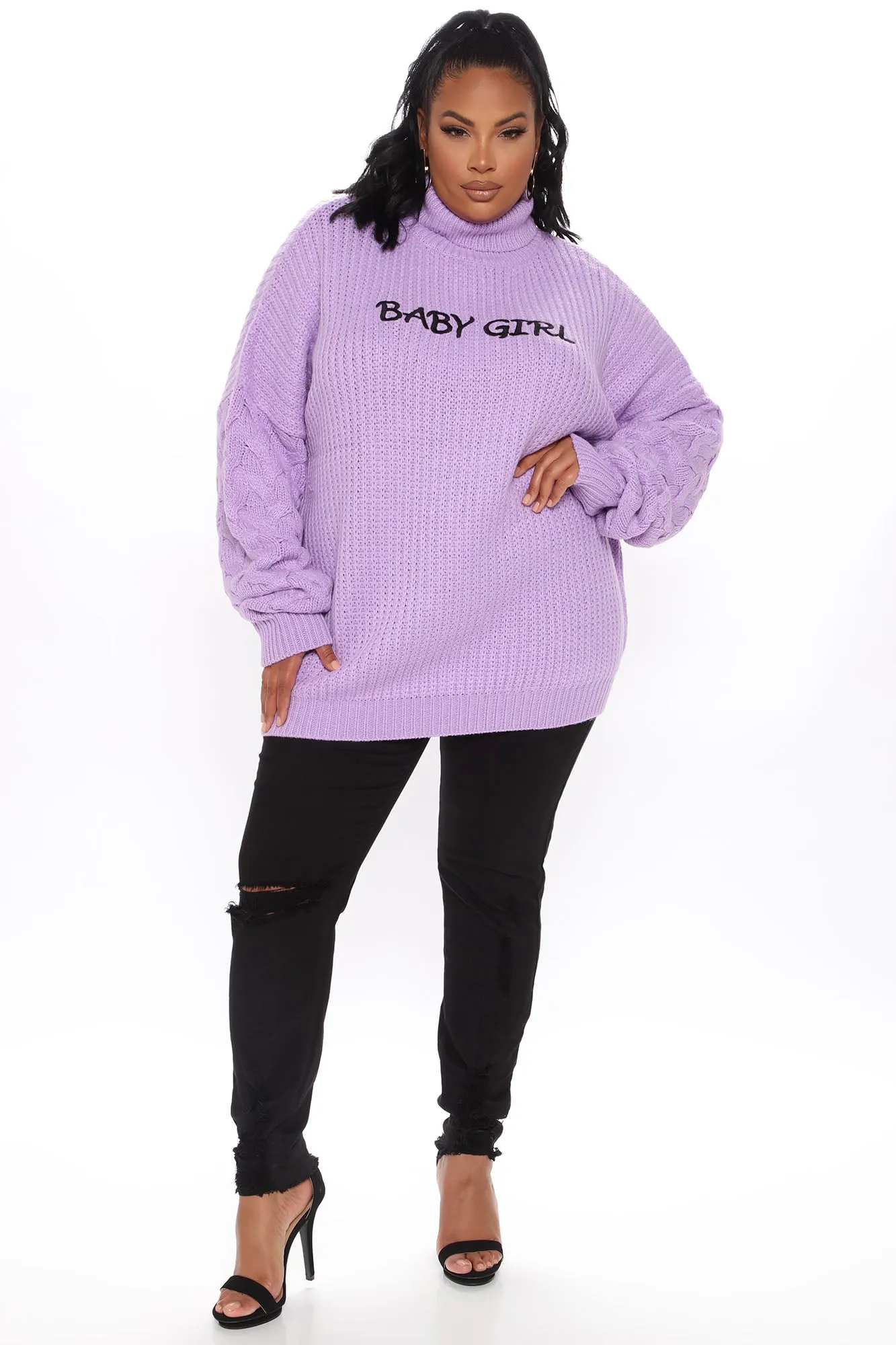 Baby Girl Turtleneck Sweater - Lilac