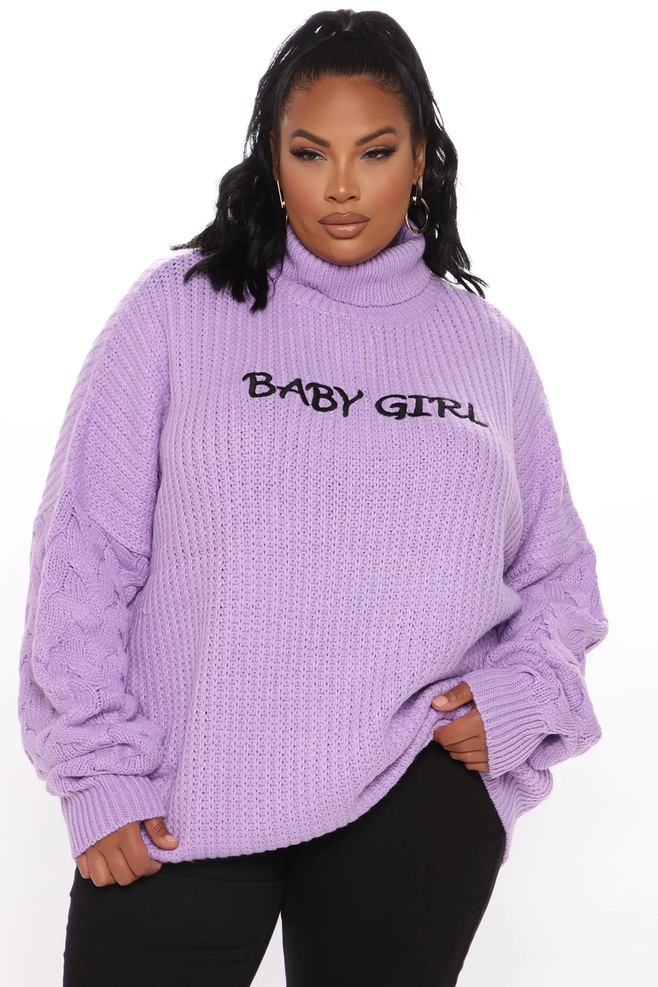 Baby Girl Turtleneck Sweater - Lilac