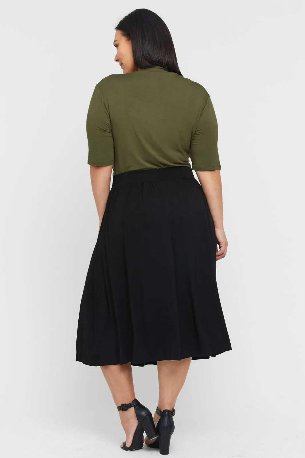 Bamboo Midi Skirt - Black