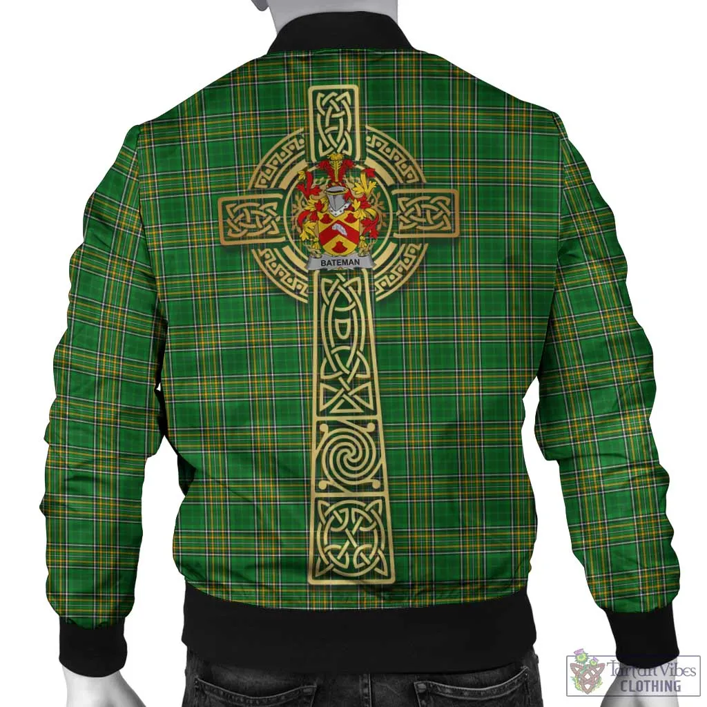 Bateman Irish Clan Tartan Bomber Jacket with Coat of Arms Celtic Tree of Life Style