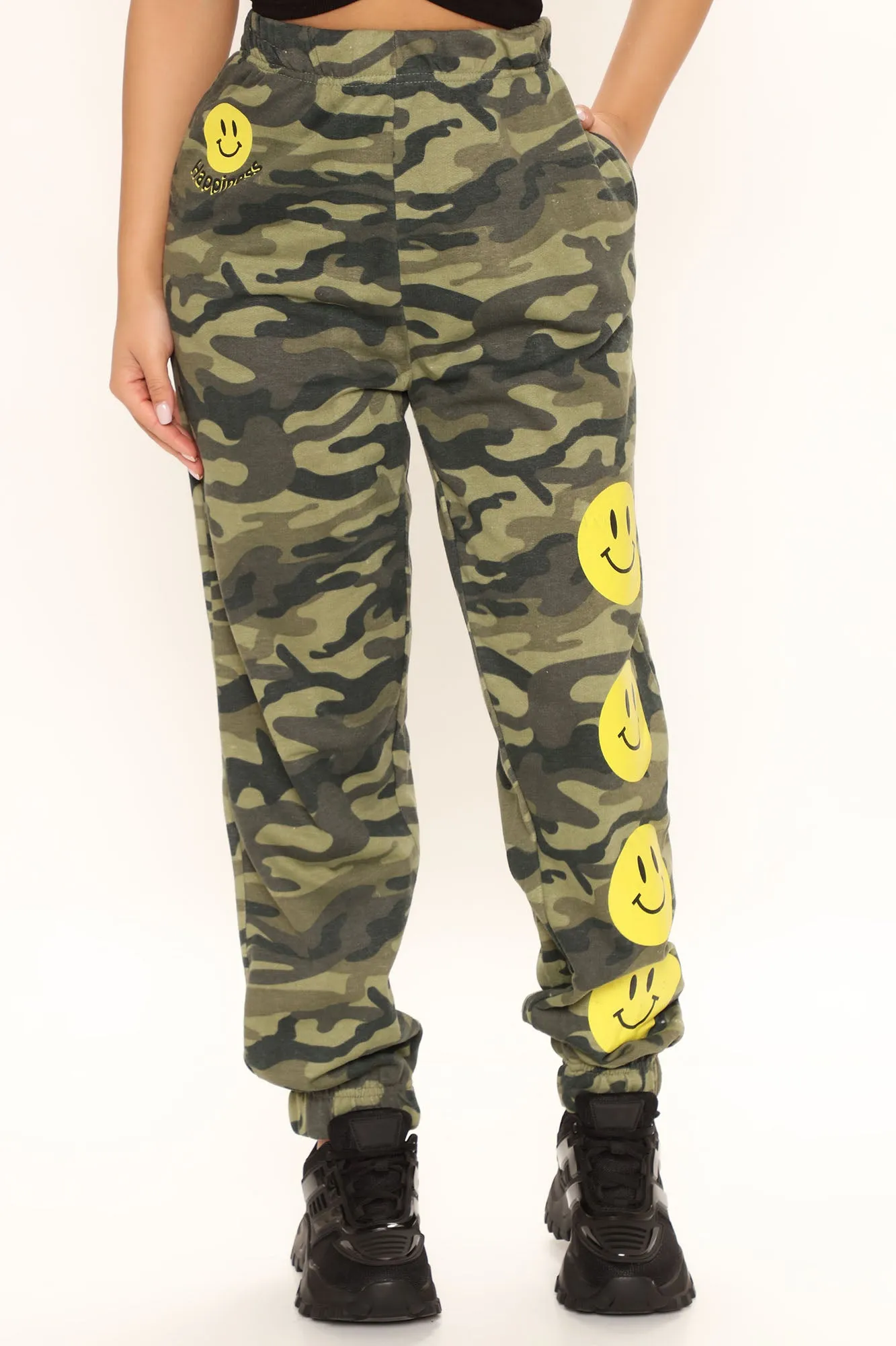 Be Happy Camo Joggers - Olive