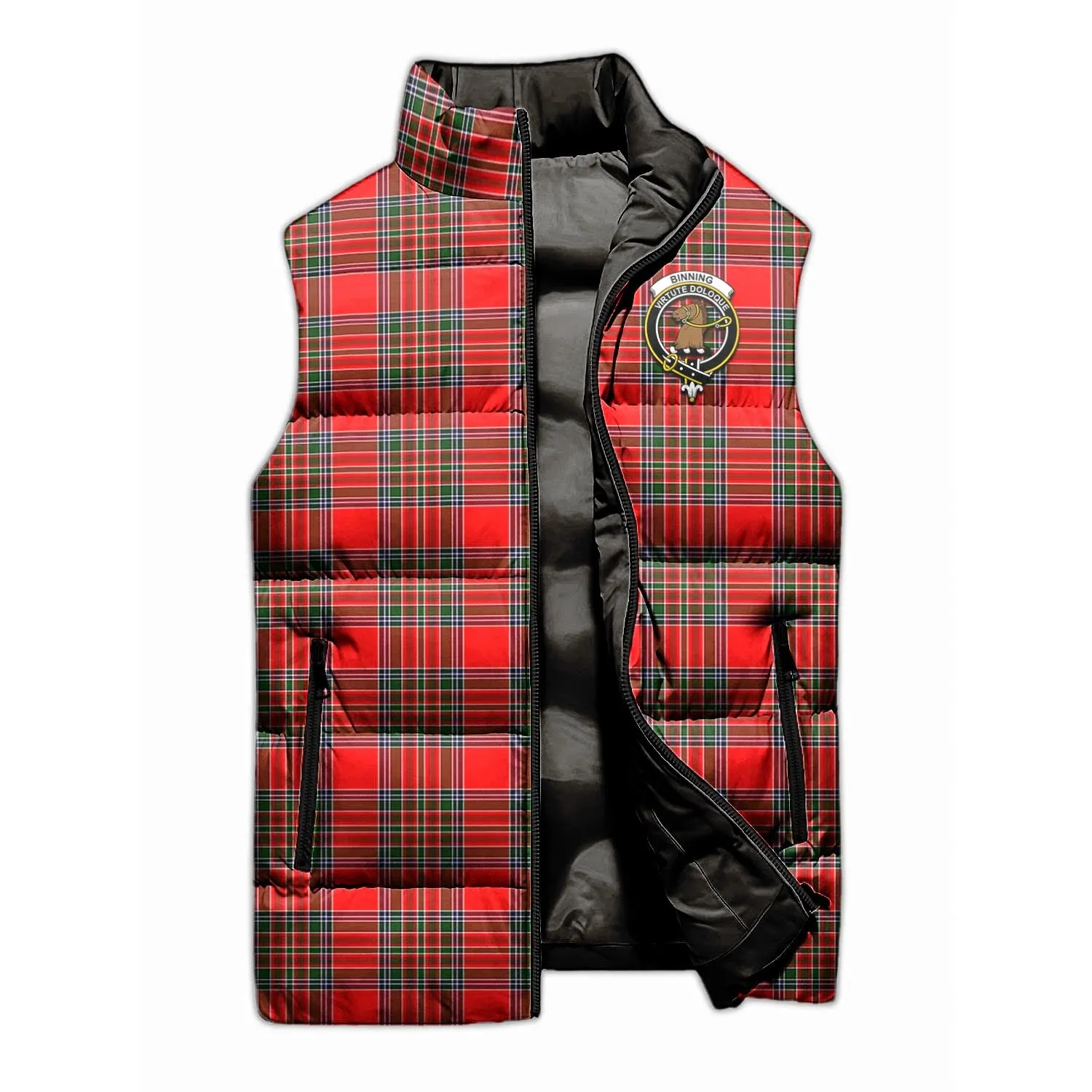 Binning Tartan Sleeveless Puffer Jacket with Family Crest