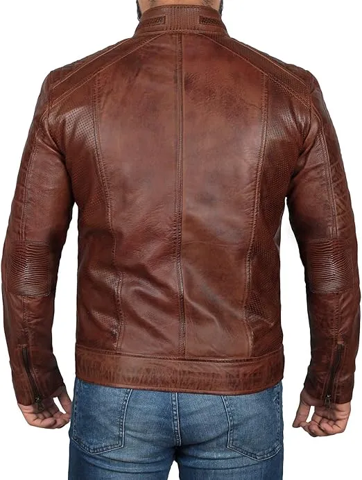 Black Cafe Racer Motorcycle Leather Jacket