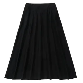 Black Corduroy Midi Yoke Skirt