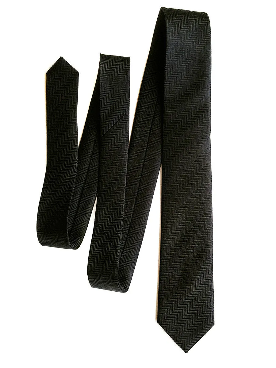 Black Herringbone Silk Necktie