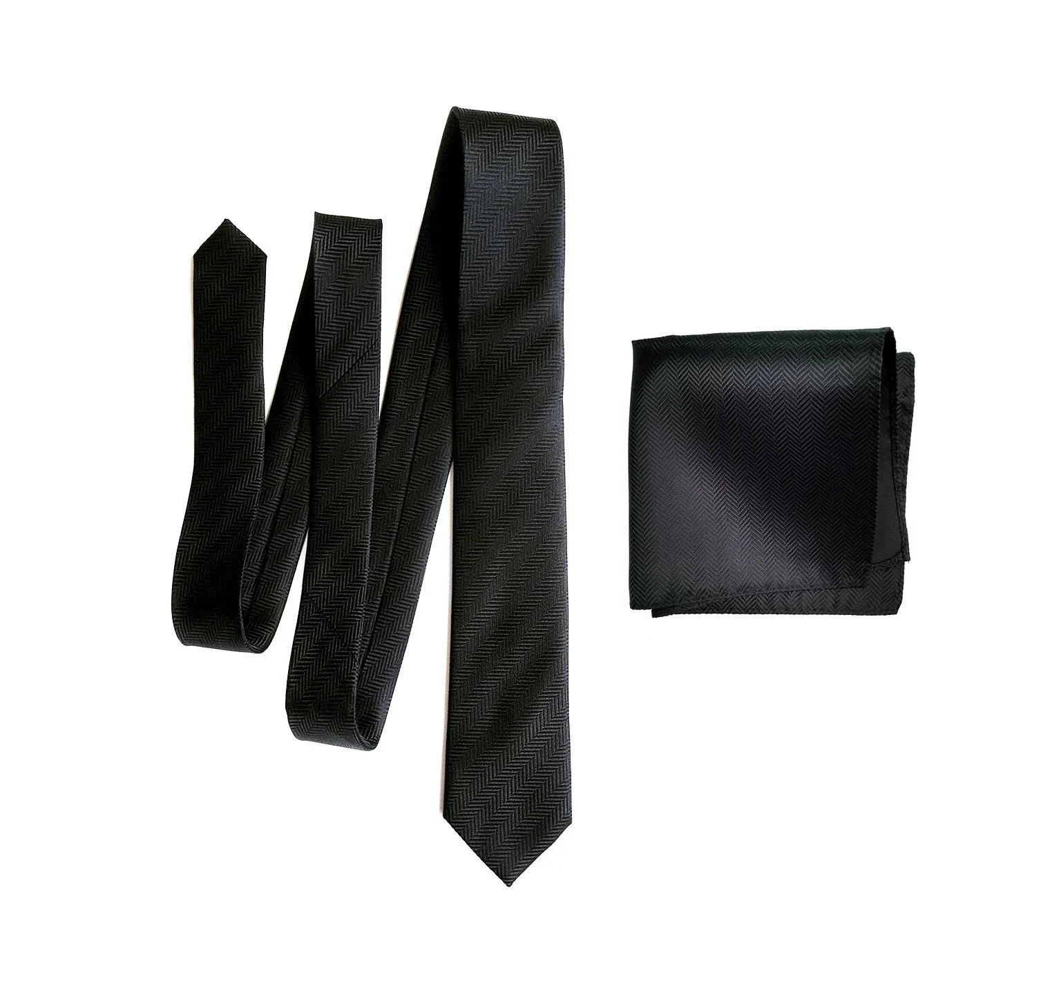 Black Herringbone Silk Necktie