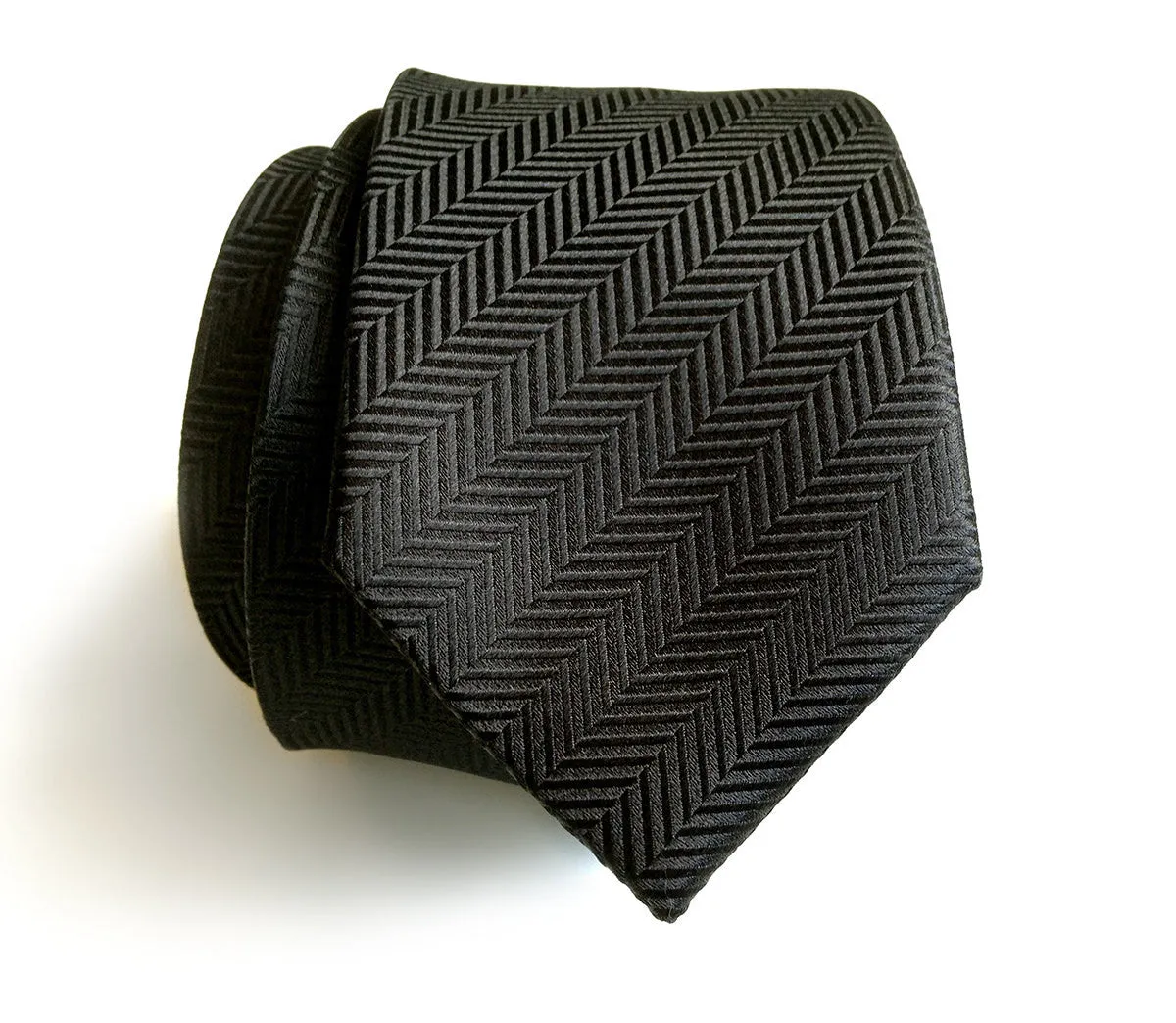 Black Herringbone Silk Necktie