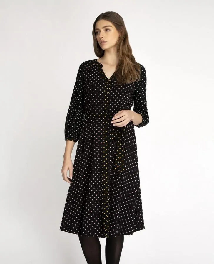 Black Multi Spot Dress