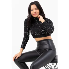 Black Turtleneck Crop Blouse