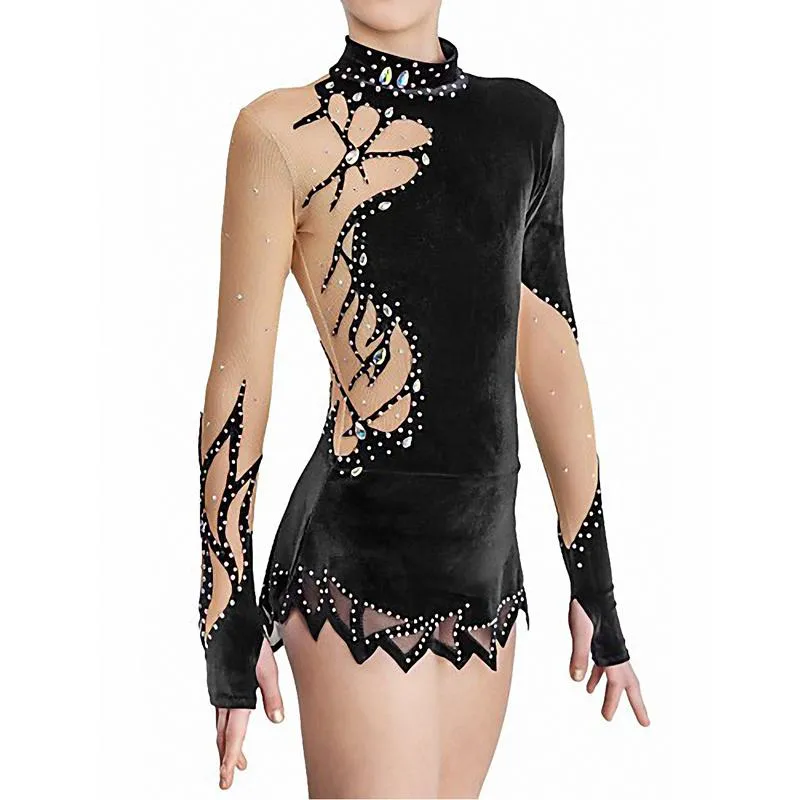 Black Velvet Figure Skating Dress, Rhythmic Gymnastics BSU01-22