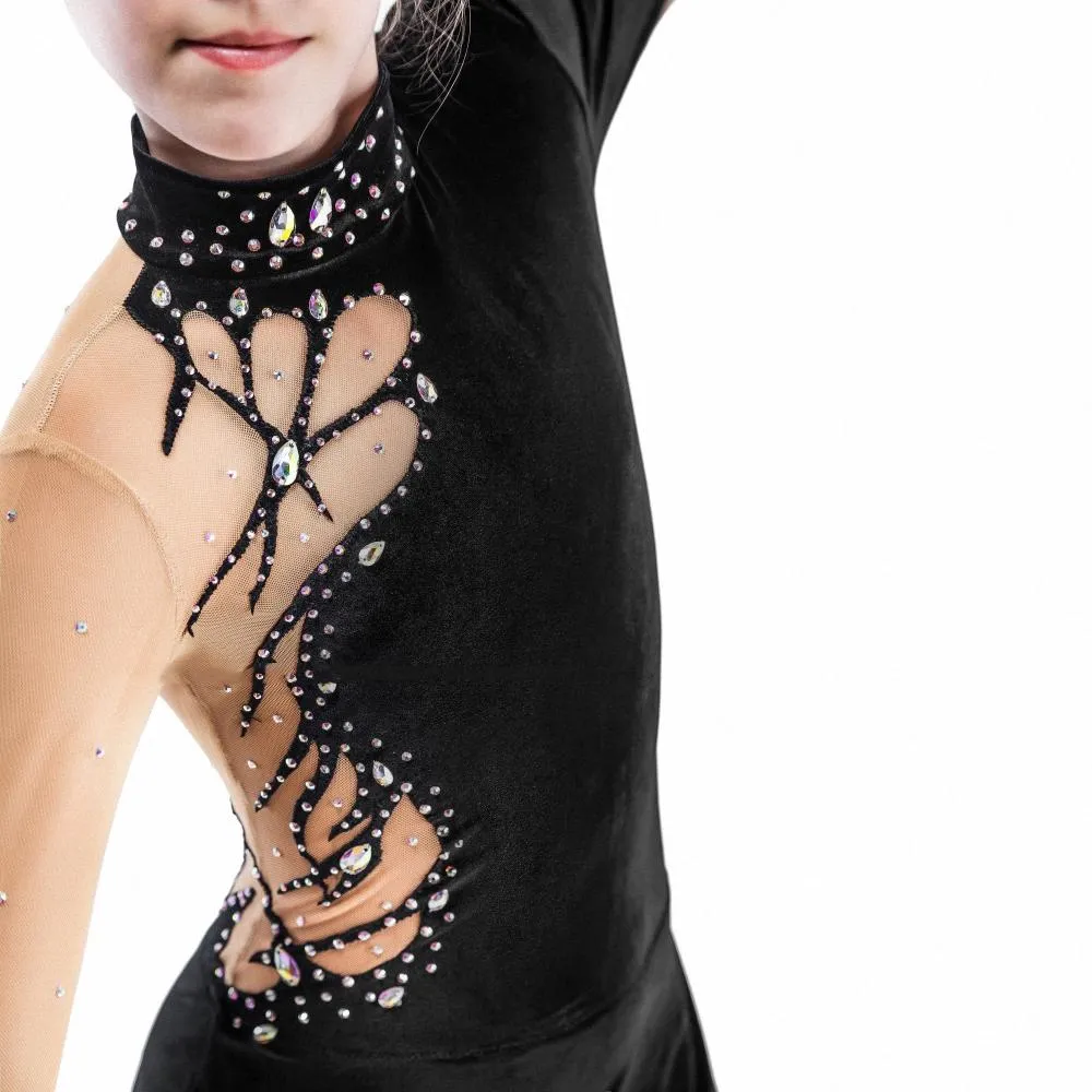 Black Velvet Figure Skating Dress, Rhythmic Gymnastics BSU01-22