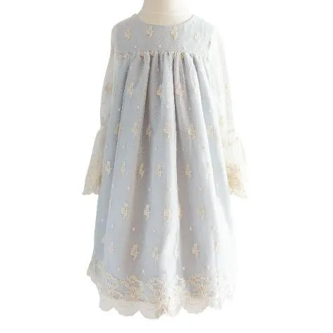 Blue/Ivory Embroidered Overlay Toddler Dress