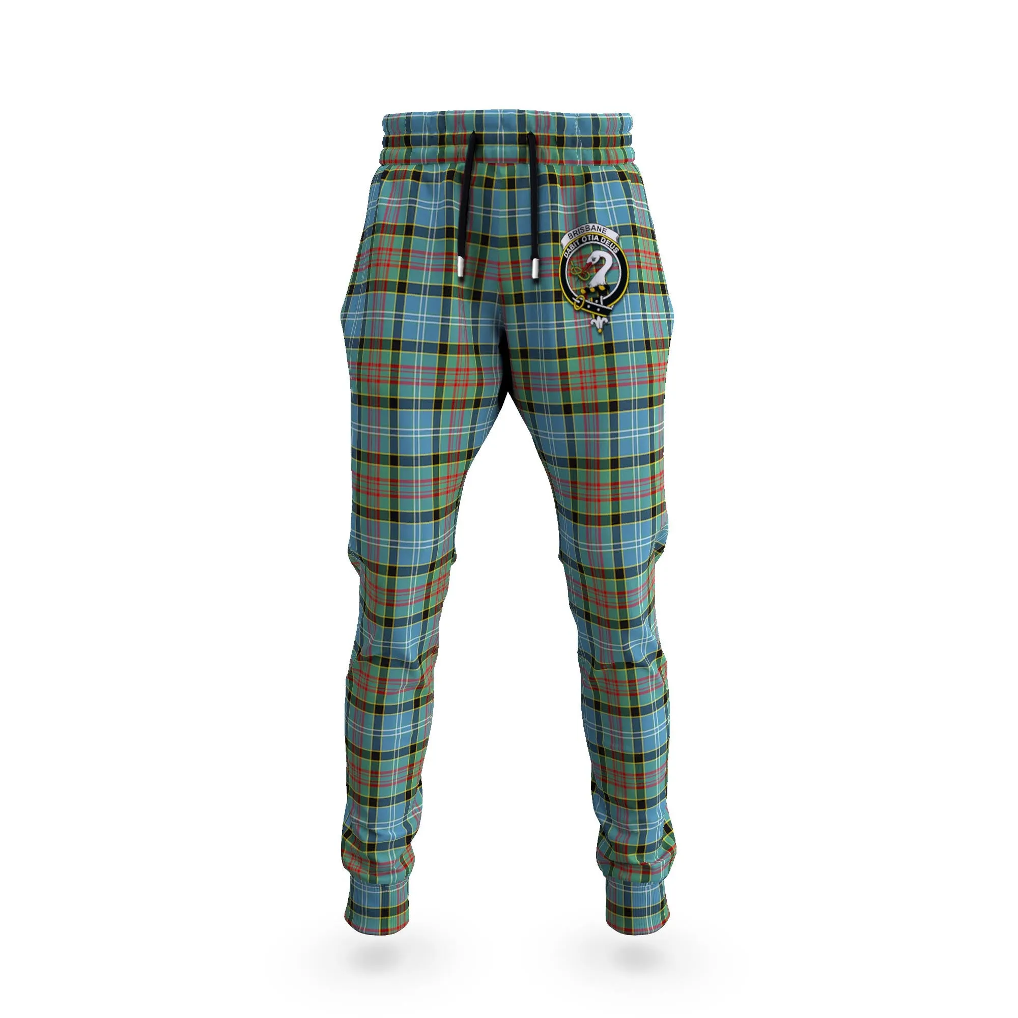 Brisbane Tartan Joggers Pants with Family Crest