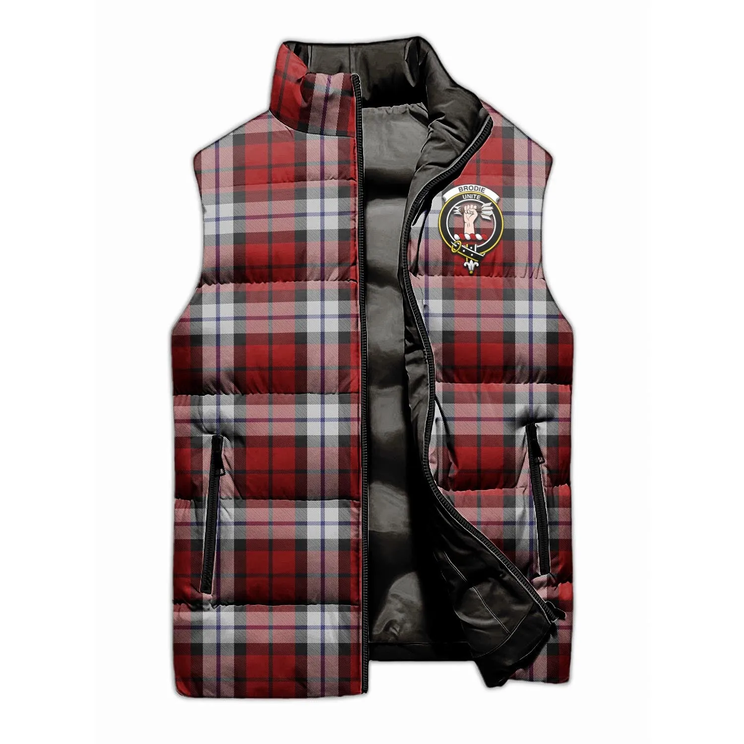 Brodie Dress Tartan Sleeveless Puffer Jacket with Family Crest