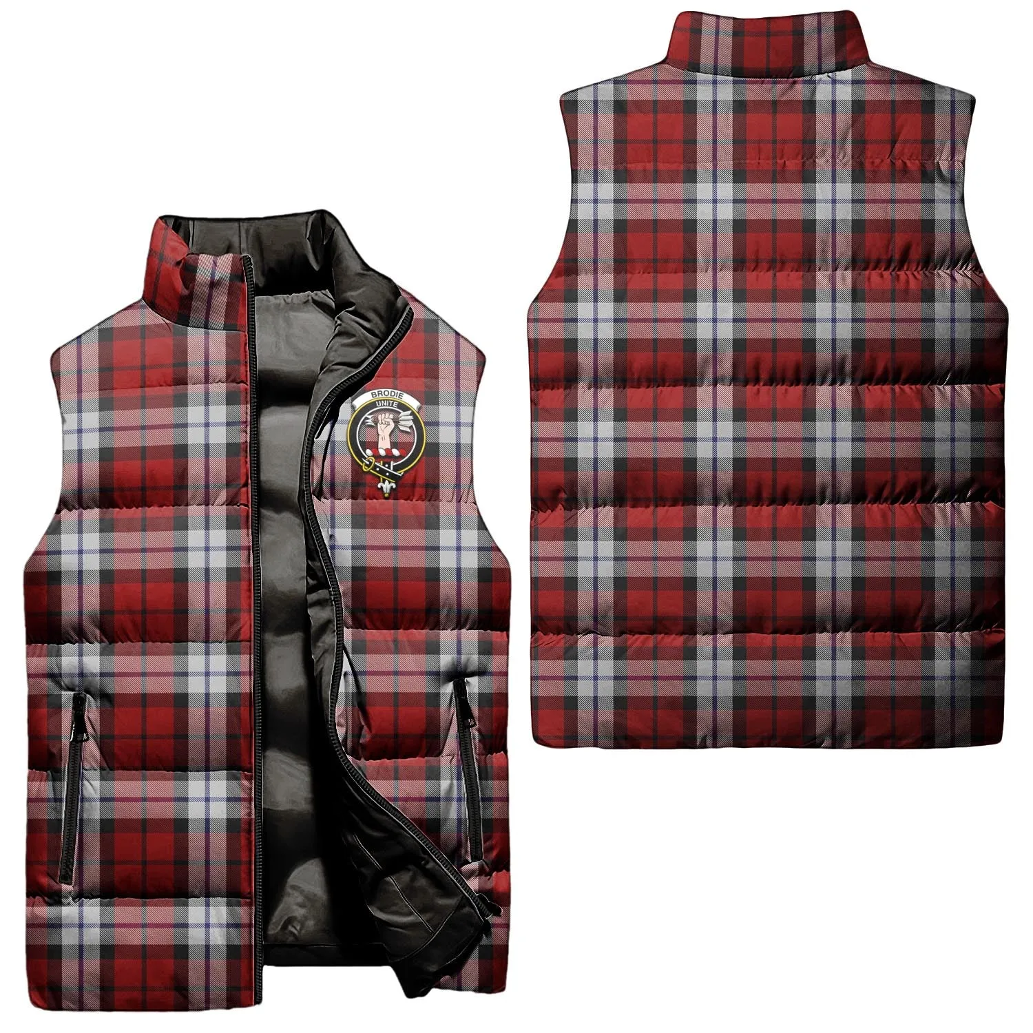 Brodie Dress Tartan Sleeveless Puffer Jacket with Family Crest