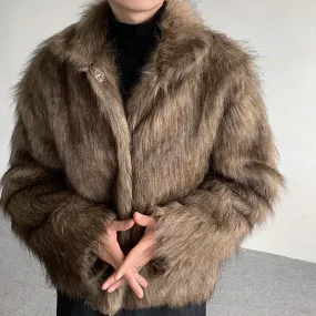 Brown Faux Fur Warm Jacket