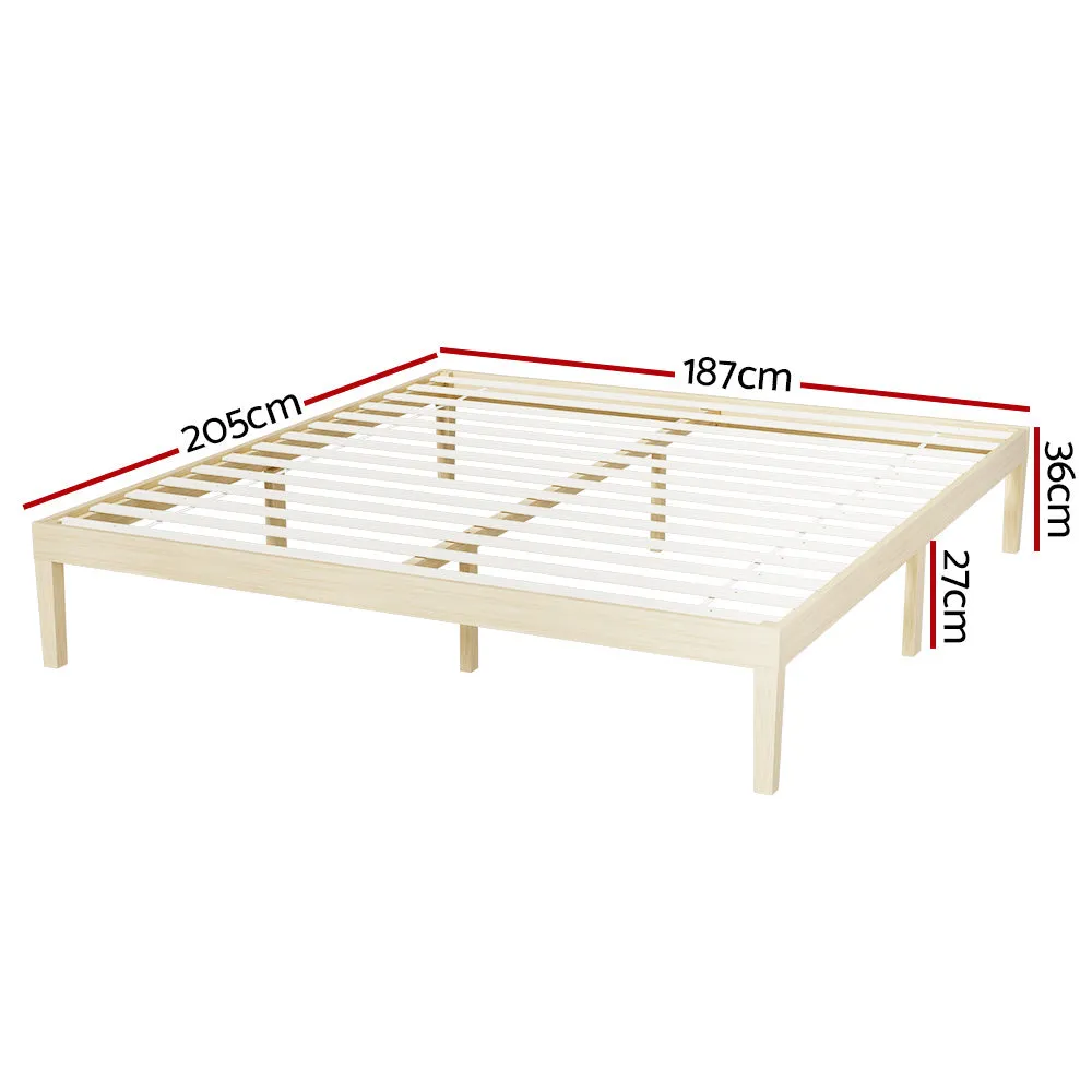 Bruno Minimalist King Solid Pinewood Bed Frame