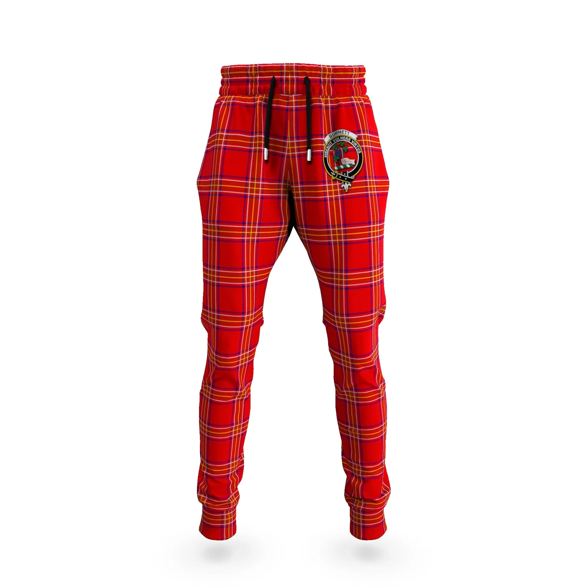 Burnett Modern Tartan Joggers Pants with Family Crest