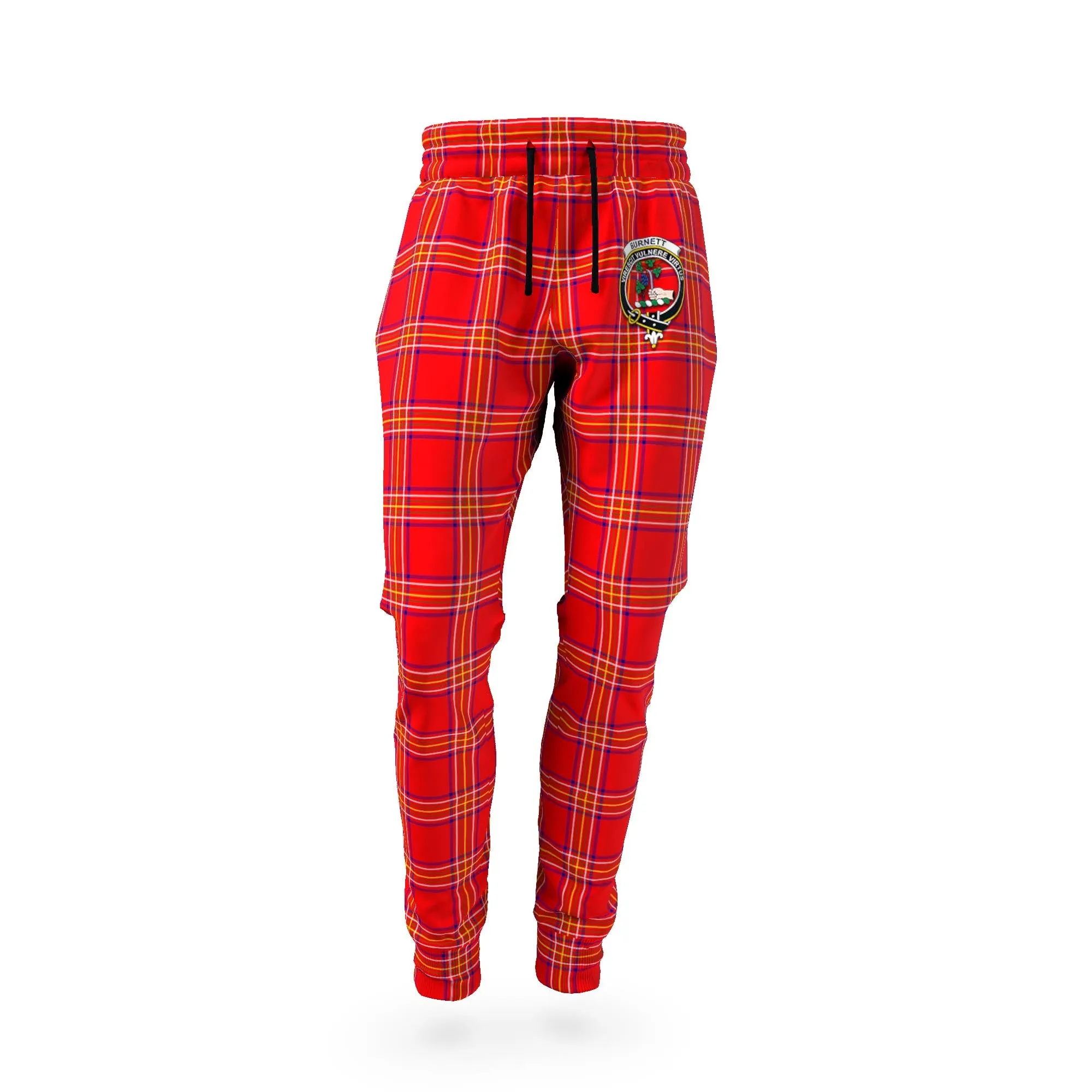 Burnett Modern Tartan Joggers Pants with Family Crest