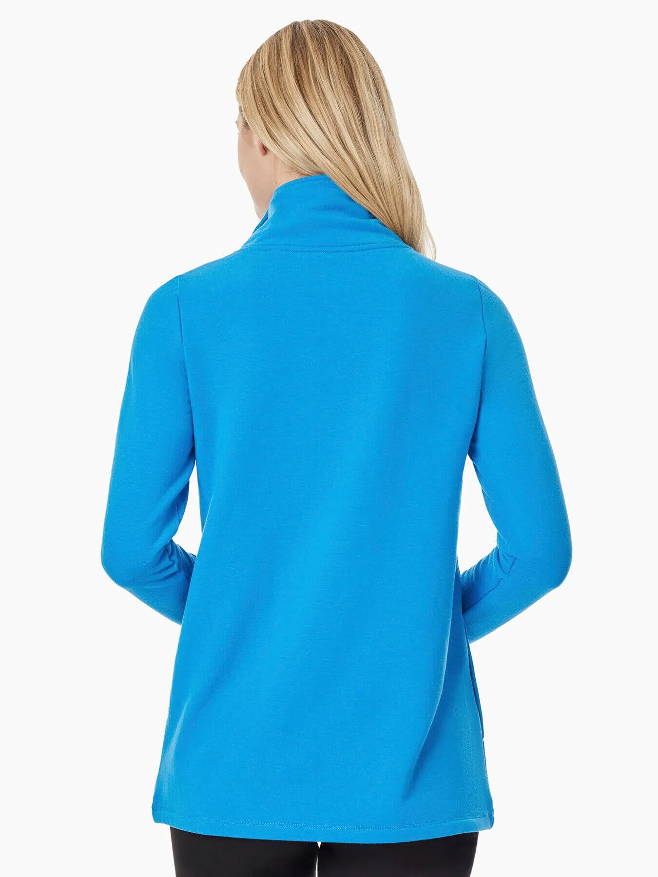 Button Detail Fleece Turtleneck Tunic