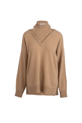 Cashmere Cut Out Turtleneck, Camel