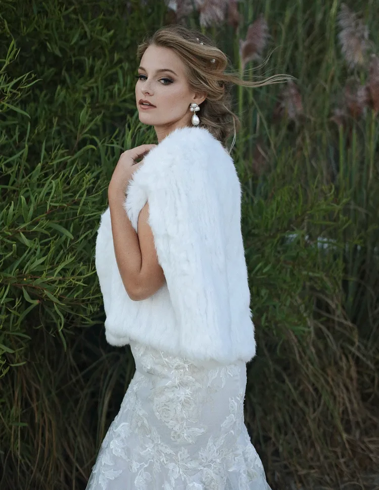 Chamonix Fur Cape - Limited Edition Rhinestone Collection in Snow