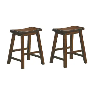 Cherry Finish Solid Wood Dining Stool - 18" Height - Set of 2