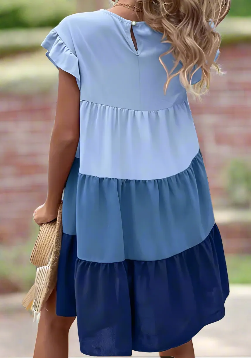 Color Block Ruffle Dress