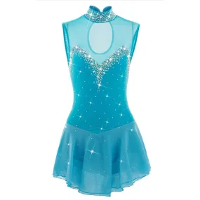 Competition Figure Skate Dress  Sleeveless Turquoise BSU8132