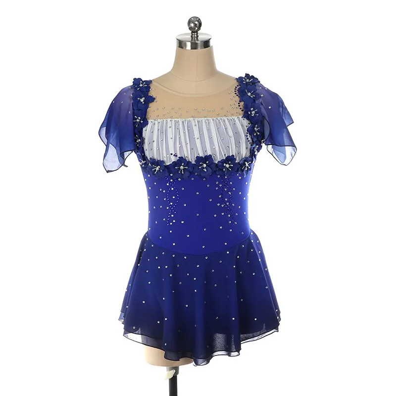 Competition Figure Skating Dress Floral Appliques, Avail.  2 Colors BSU101220