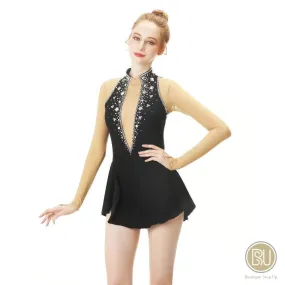 Competition Skating Dress Black Halter Style