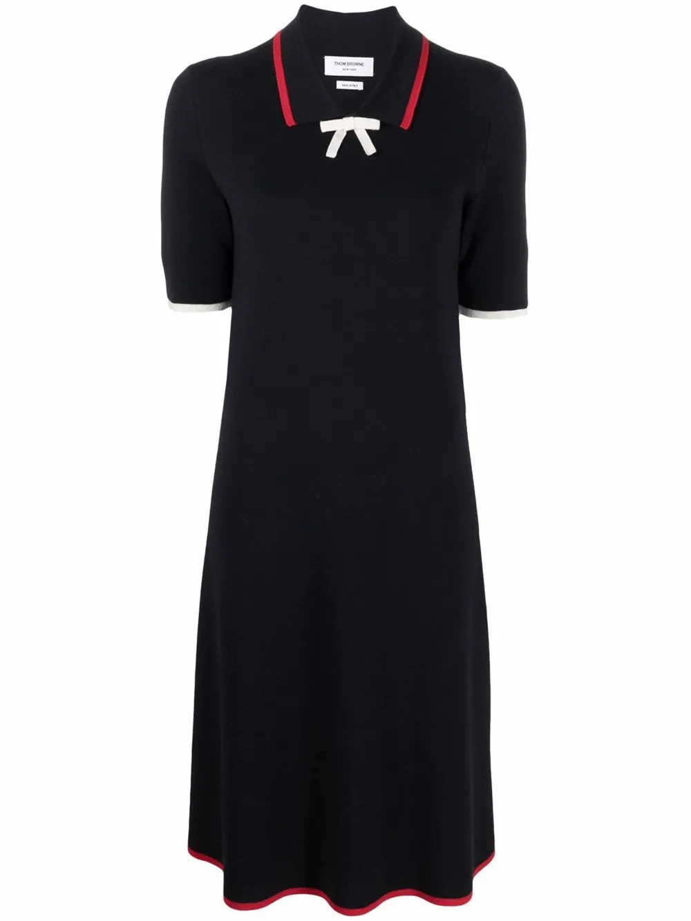 Contrast Tipping A Line Midi Polo Dress