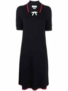 Contrast Tipping A Line Midi Polo Dress