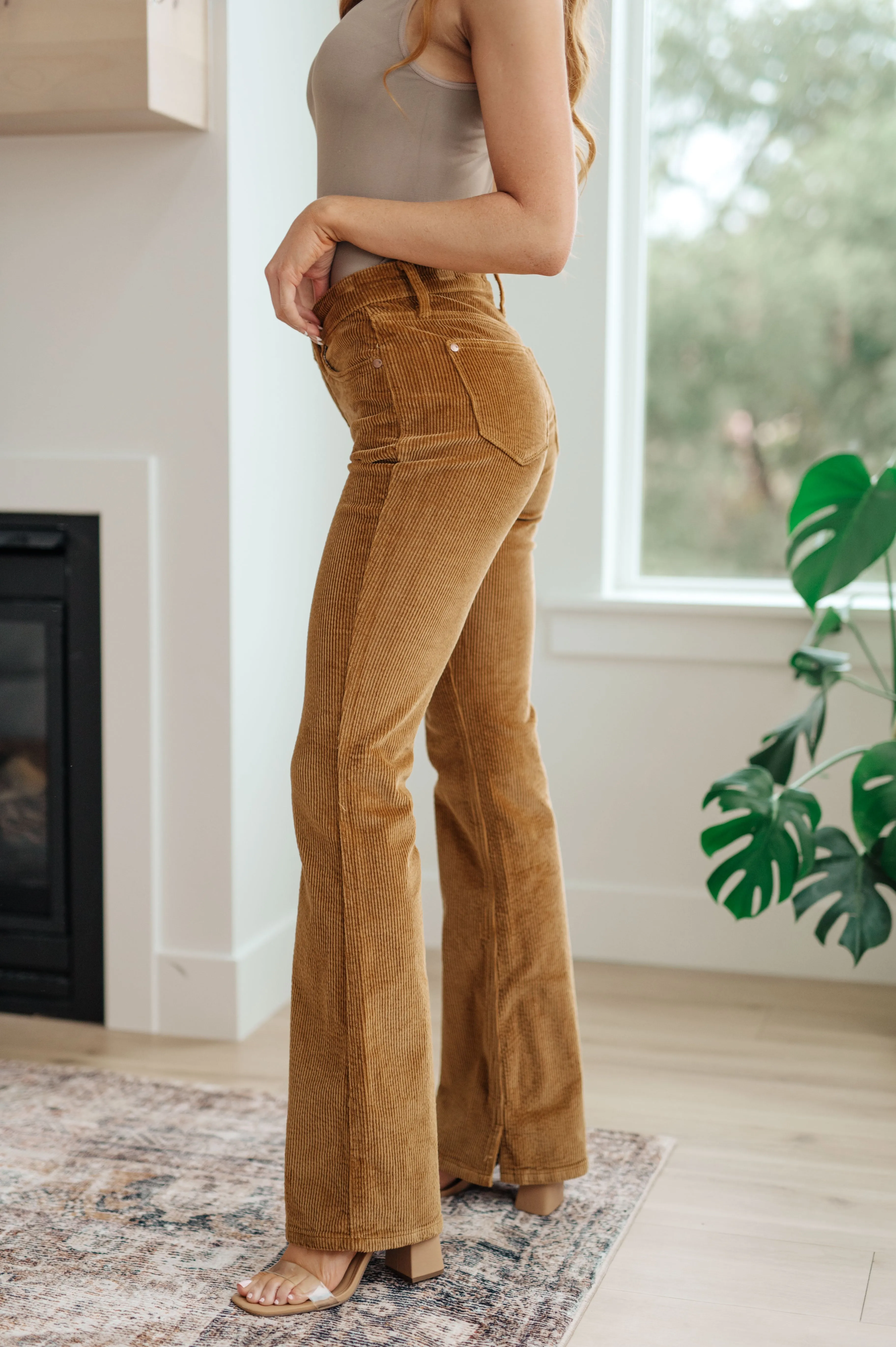 Cordelia Bootcut Corduroy Pants in Camel - Judy Blue