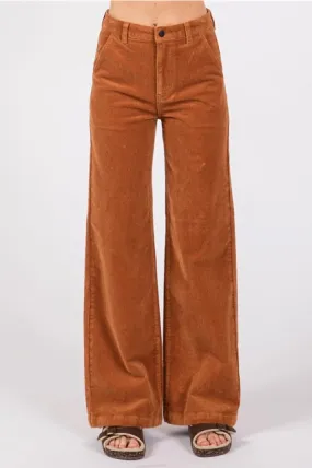 Corduroy High-Rise Twin Pocket Wide Leg Jeans in Camel