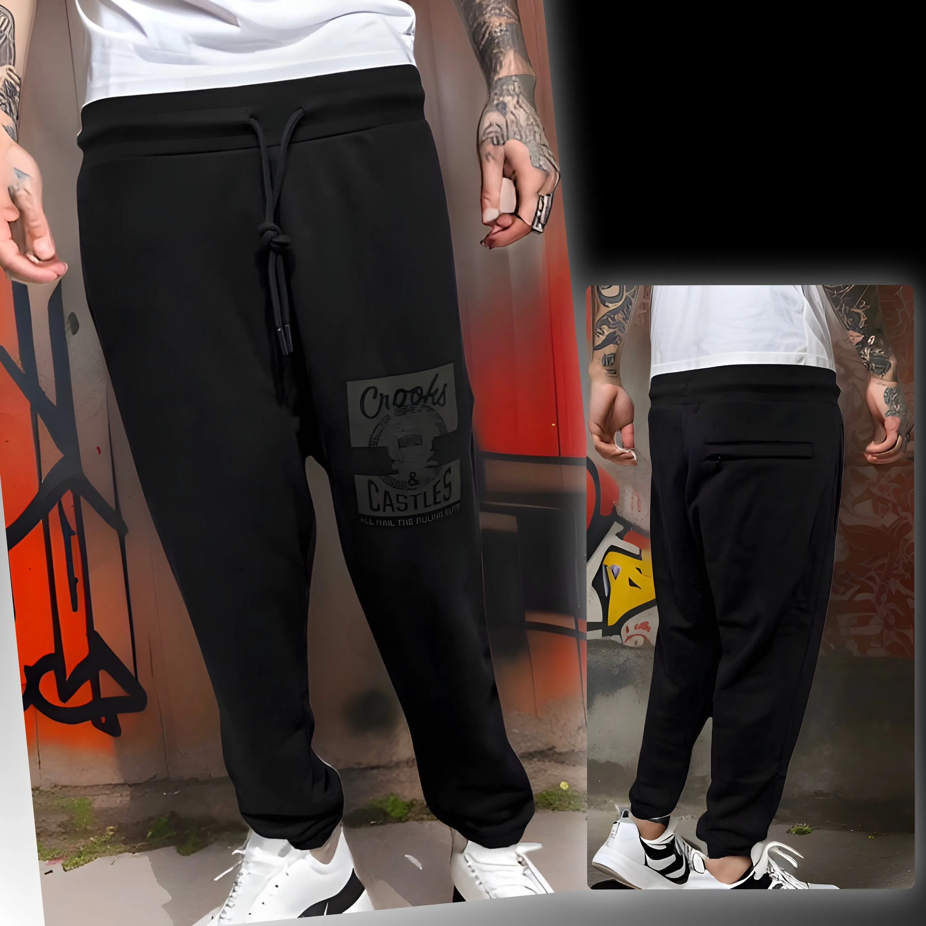 ^CROOKS & CASTLES^ (BLACK) ~MAD KLEPTO~ JOGGER SWEATPANTS