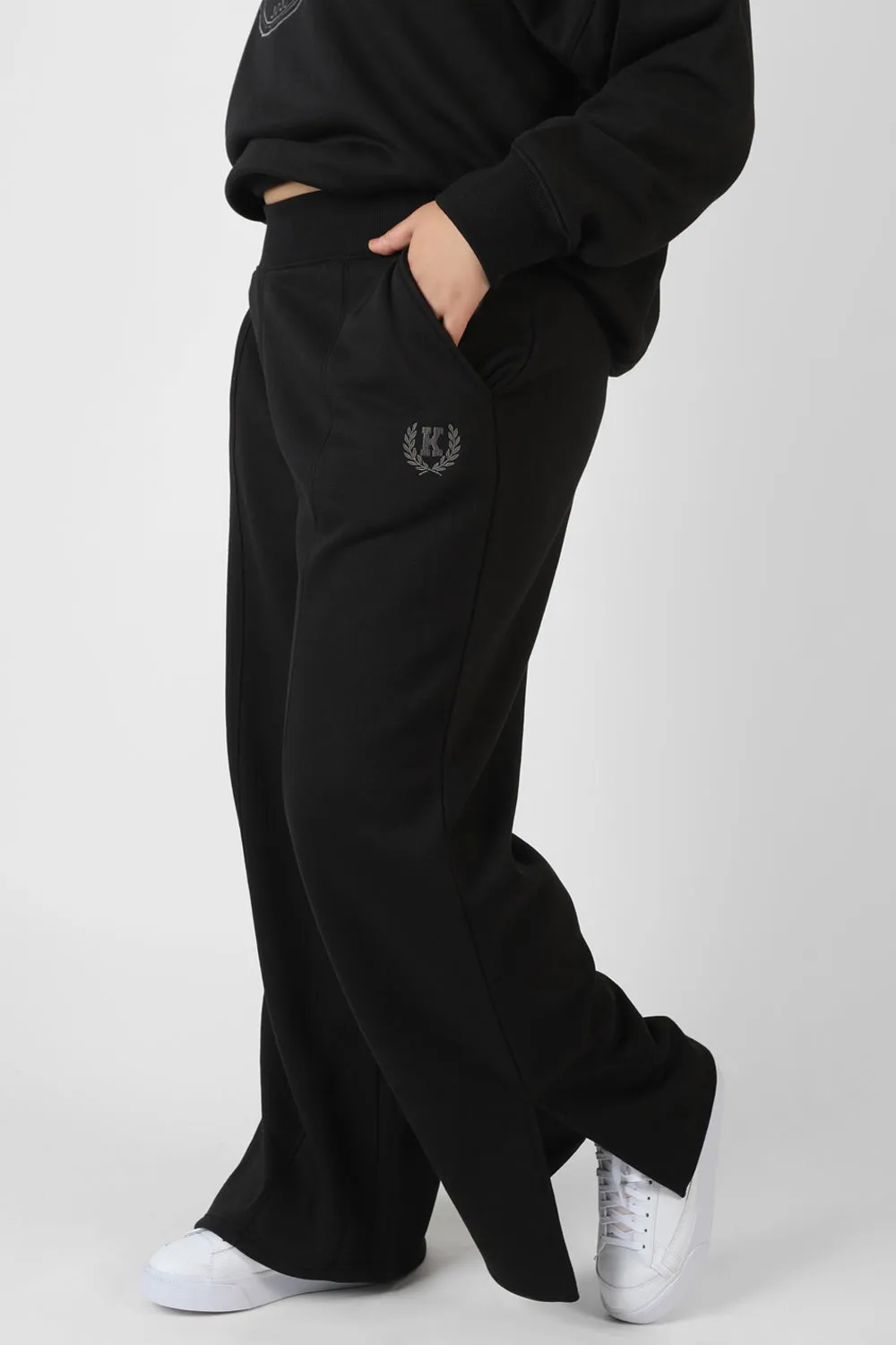 Curve Kaiia Tonal Embroidered Joggers Black