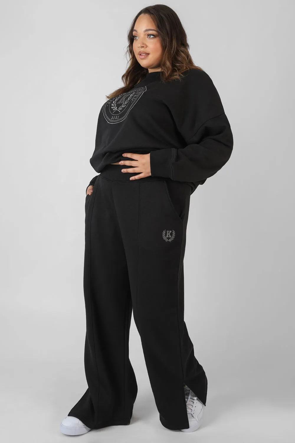 Curve Kaiia Tonal Embroidered Joggers Black