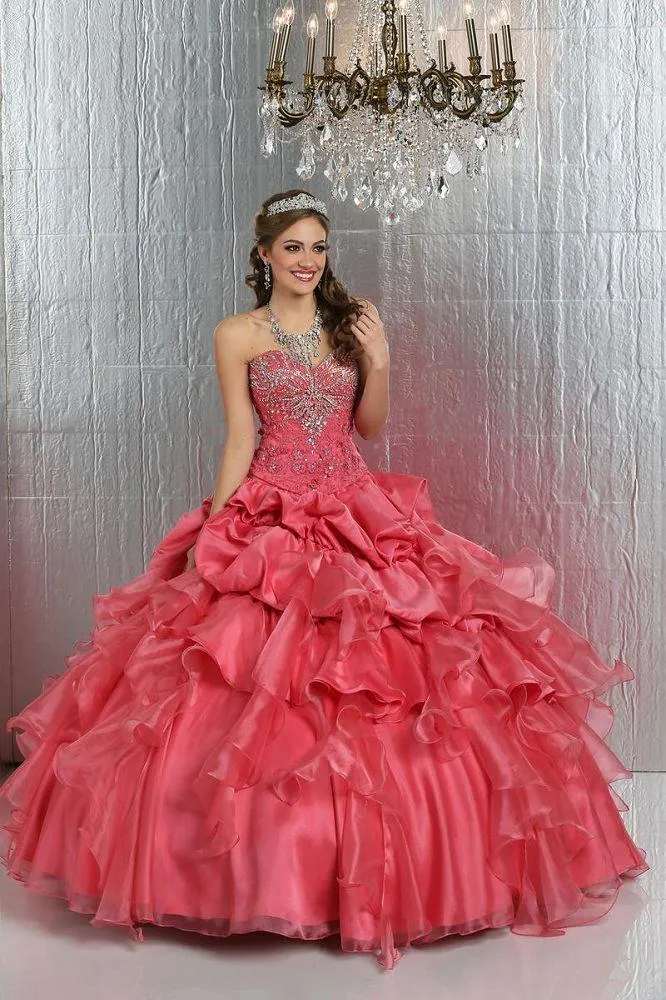 Da Vinci Quinceañera Dress 80274 Tiffany Blue or Watermelon