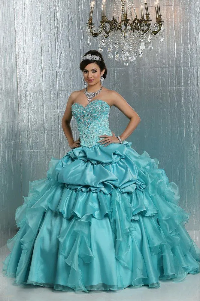 Da Vinci Quinceañera Dress 80274 Tiffany Blue or Watermelon