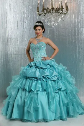 Da Vinci Quinceañera Dress 80274 Tiffany Blue or Watermelon