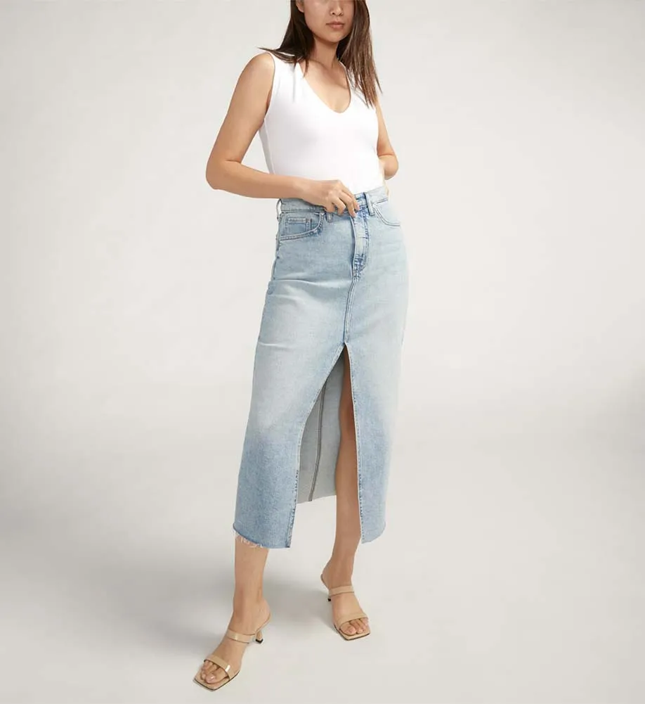 Denim Midi Skirt by Silver Jeans