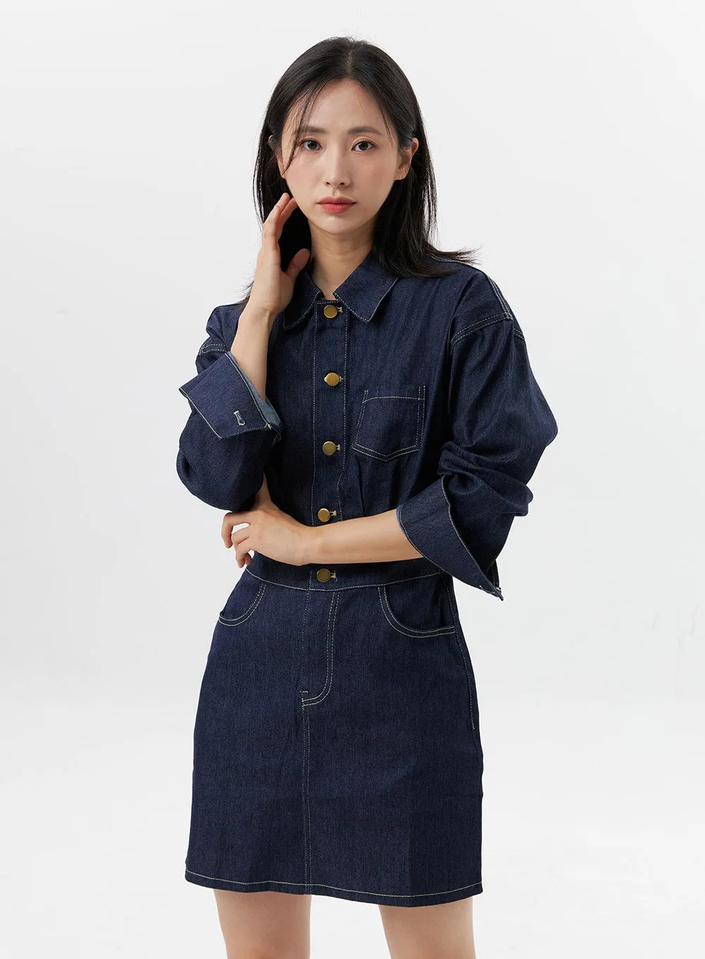 Denim Mini Shirt Dress OG315