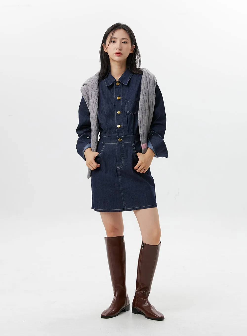 Denim Mini Shirt Dress OG315