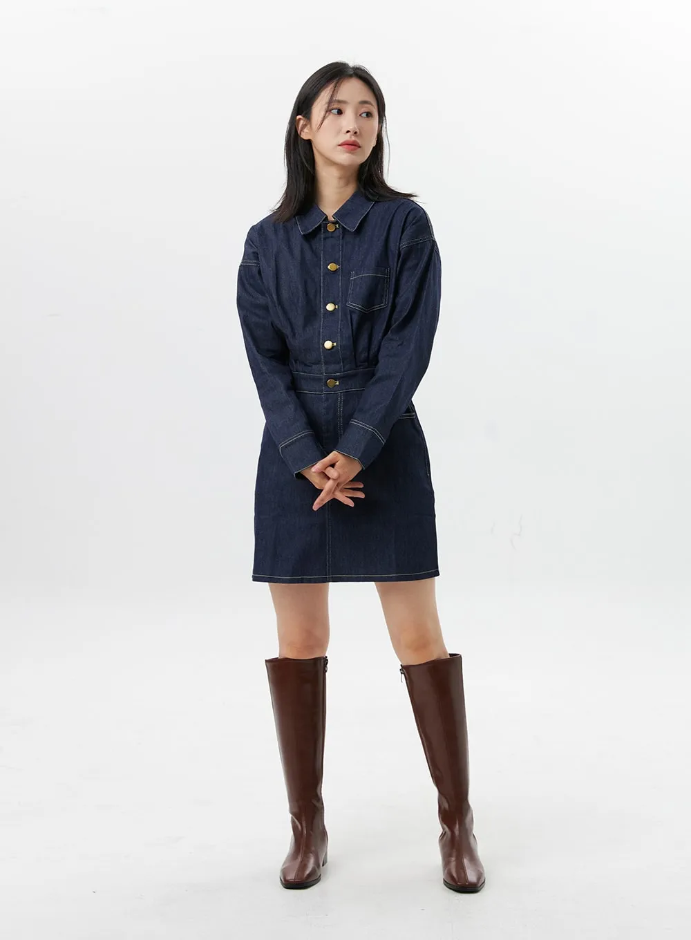 Denim Mini Shirt Dress OG315