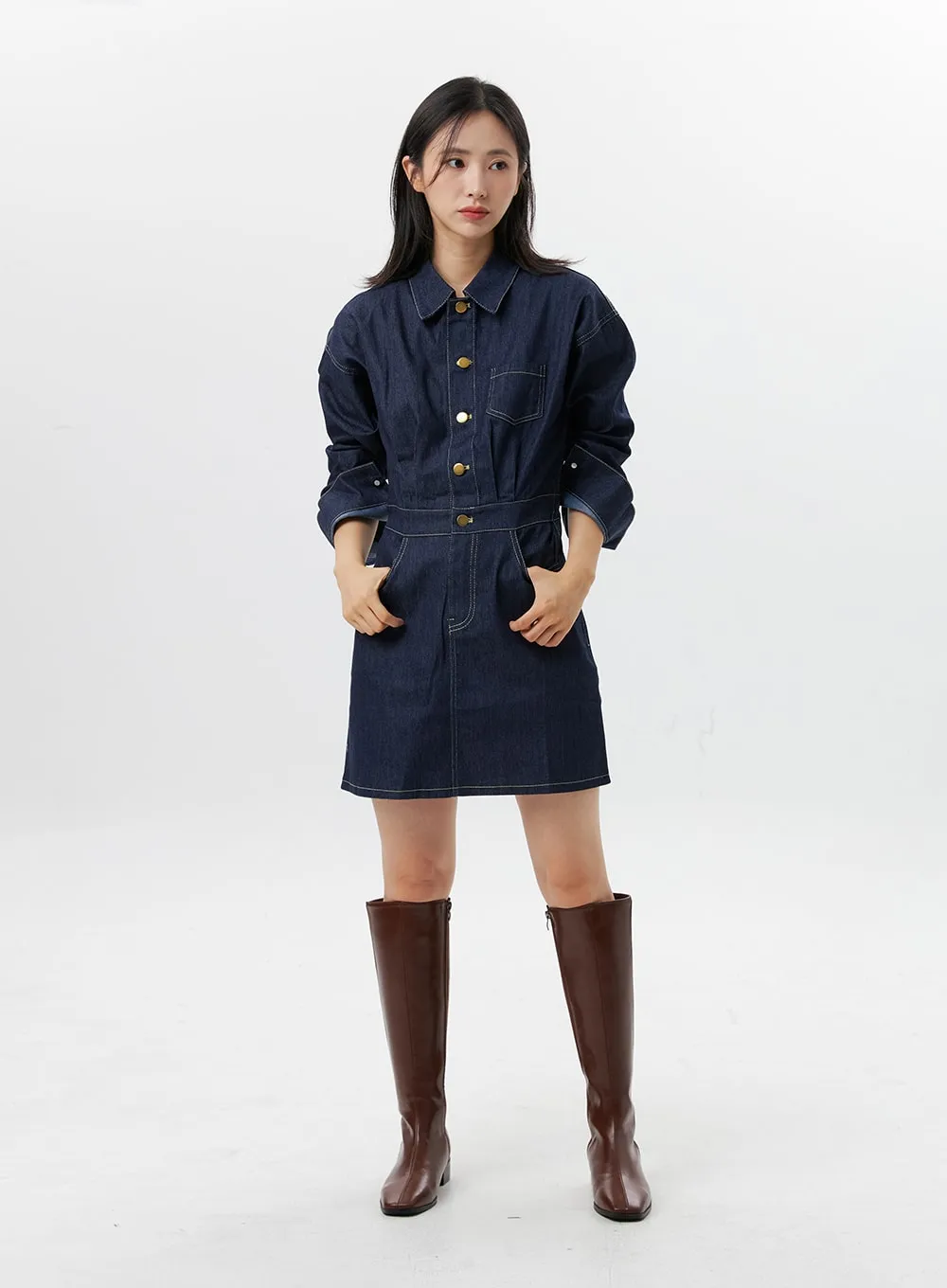 Denim Mini Shirt Dress OG315