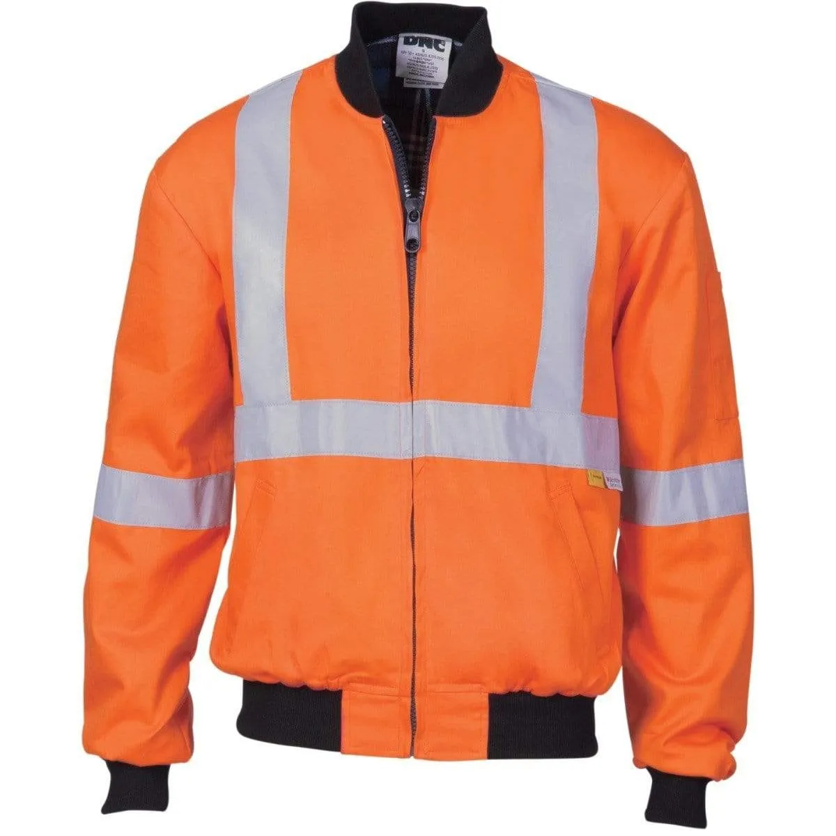 Dnc Workwear Hi-vis Cotton Bomber Jacket With ‘x’ Back & Additional 3m Reflective Tape Below - 3759