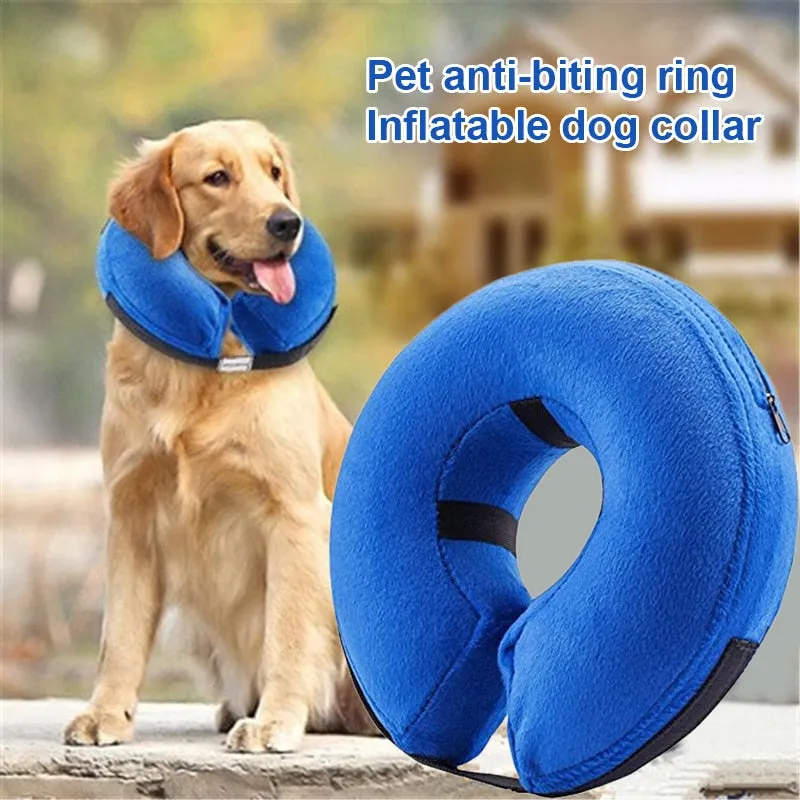 Dogs Post Surgery Collar Protective Inflatable Puppy Cats Pet Recovery Soft Blow Up Ring Elizabethan Collar Anti Bite Anti Scratch